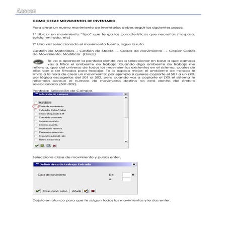 Crear movimientos de mm