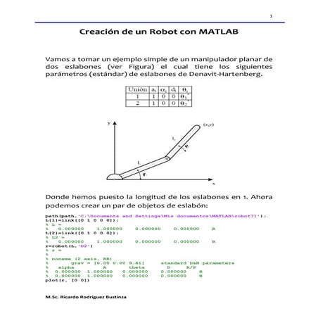 Crea robot con matlab | PDF