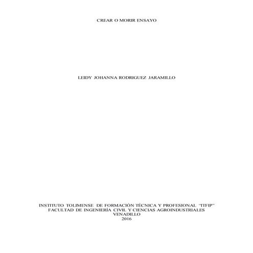 Crear o morir ensayo