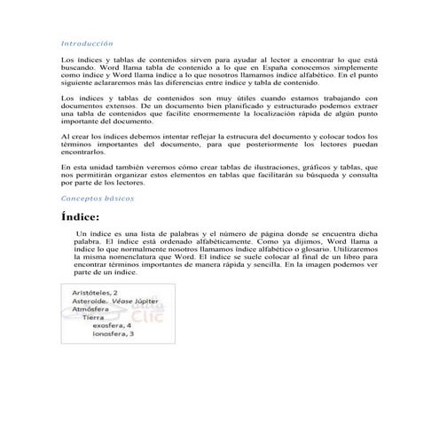 Crear tablas de contenidos