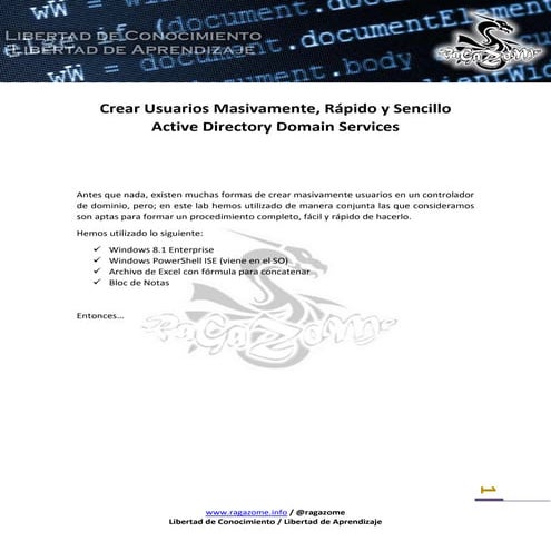 Crear Usuarios Masivamente, Rápido y Sencillo - Active Directory