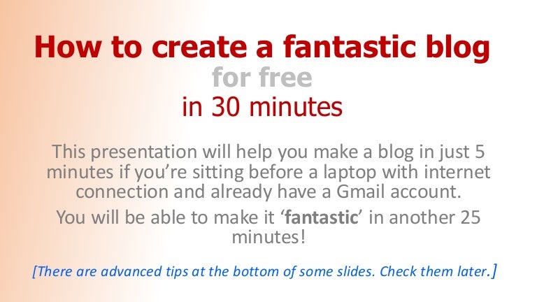 Create a fantastic blog for free in 30 minutes