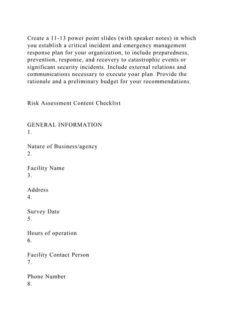 Create a 11-13 power point slides (with speaker notes) in which you .docx