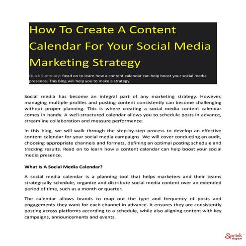 Create A Content Calendar For Your Social Media Marketing Strategy