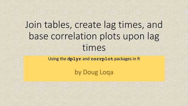 Create a correlation plot from joined tables and lag times