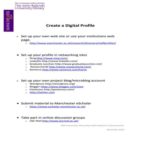 Create a digital profile handout