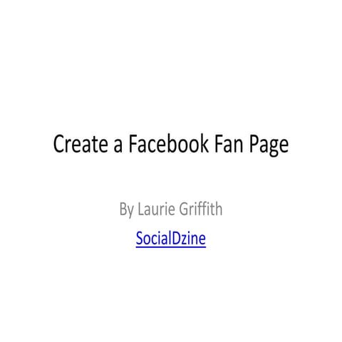 Create a facebook fan page