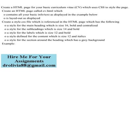 Create a HTML page for your basic curriculum vitae (CV) which uses C.pdf