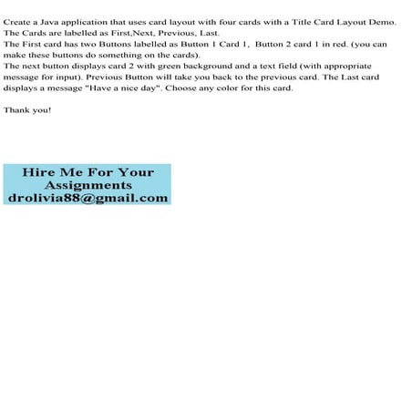 Java Card Layout Demo with Buttons and Text | PDF