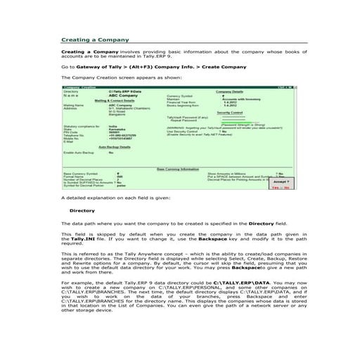 Create Alter and Delete a Company in Tally ERP-9 