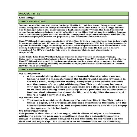 CREATE A MEDIA PRODUCT  - PROPOSAL – M1.