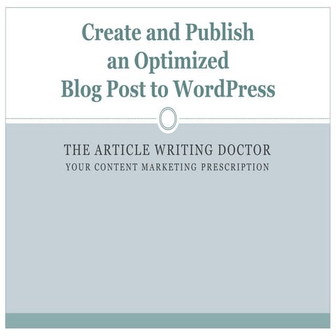 Create and publish an optimized blog post to WordPress