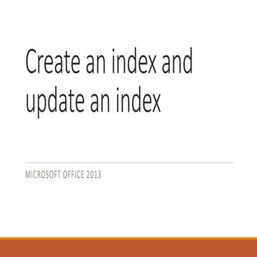 Create an index and update an index in word