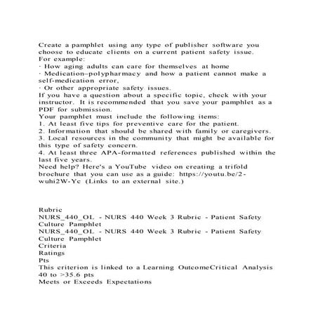 Create a pamphlet using any type of publisher software you choose | DOCX