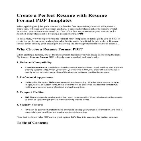 Create a Perfect Resume pdf for job seekers .pdf