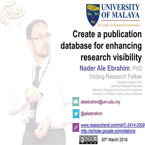 Create a publication database for enhancing research visibility