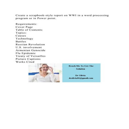 Create a scrapbook-style report on WWI in a word processing program .docx