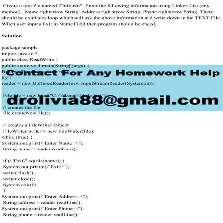 Create a text file named lnfo.txt. Enter the following informatio.pdf