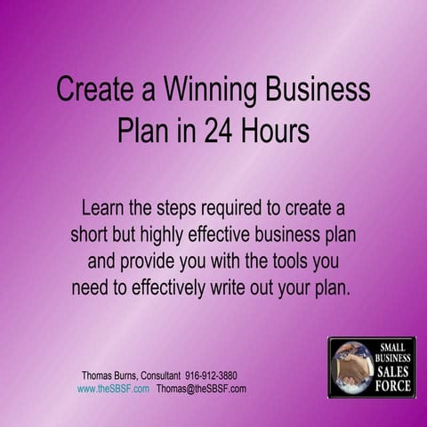 Create a winning business plan in 24 hours