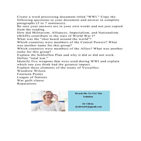 Create a word processing document titled WWI. Copy the following q.docx