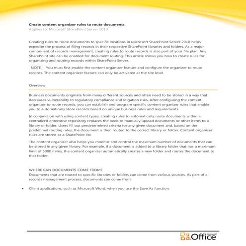 Create Content Organizer Rules to Route Documents - SharePoint 2010 - EPC Group