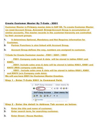 Create customer master