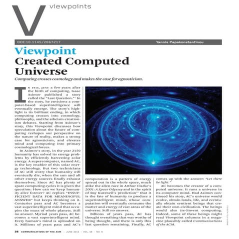 Created computer universe