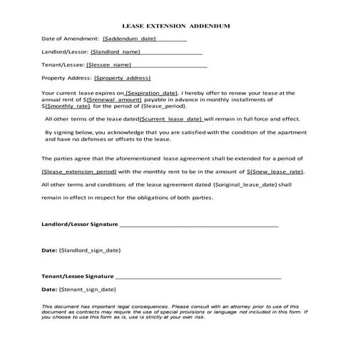 ADDENDUM TO RENT AGREEMENT | PDF