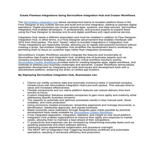 Create Flawless Integrations Using ServiceNow Integration Hub and Creator Wor...