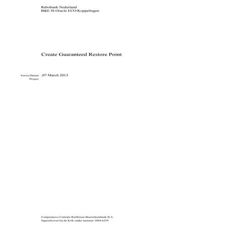 Create guaranteed restore point