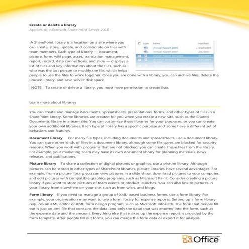 Create or Delete a Library in SharePoint 2010 - EPC Group