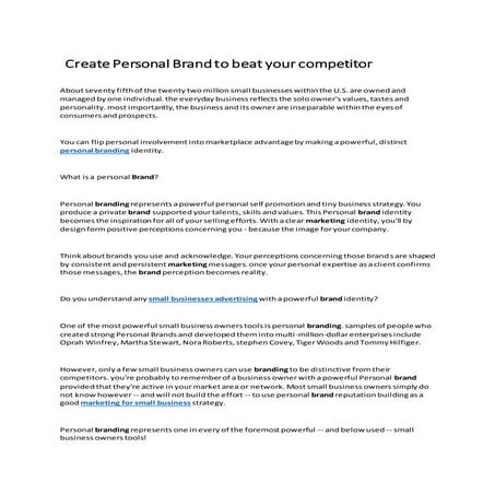 Create personal brand to beat your competitor