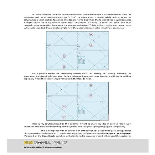 Create room separations lines for the structure columns