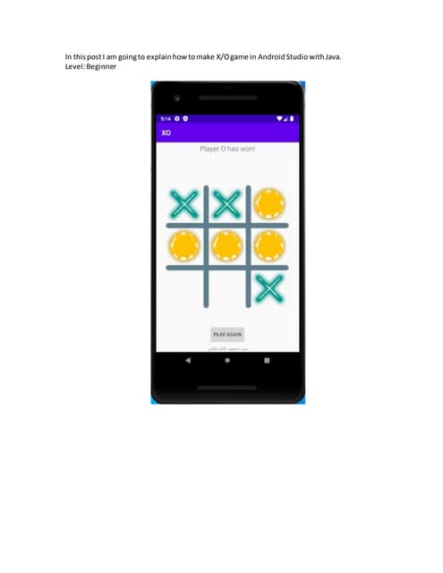Create xo game in android studio