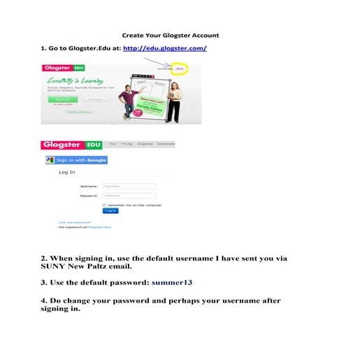 Create your glogster account