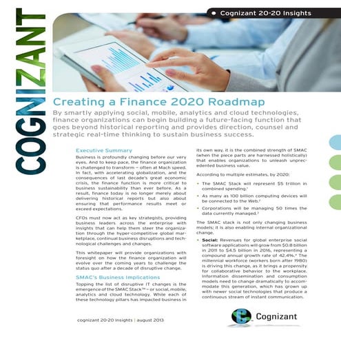 Creating a Finance 2020 Roadmap