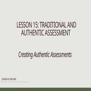 authentic vs. traditional assessment | PPT