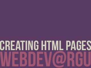 Creating HTML Pages