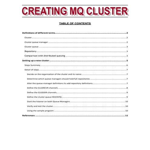 Creating MQ Clister