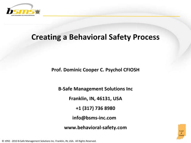 Creating a Behavioral Safety Process