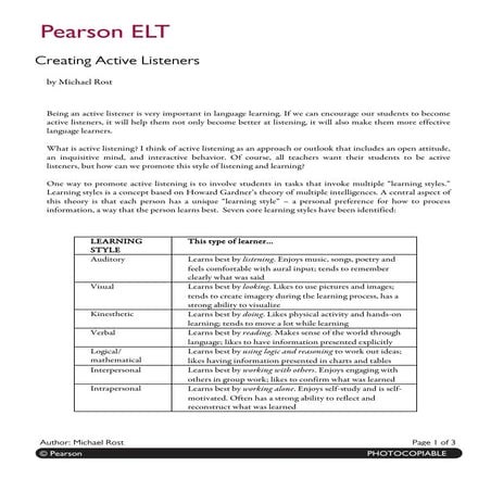 Pearson ELT - Creating Active Listeners