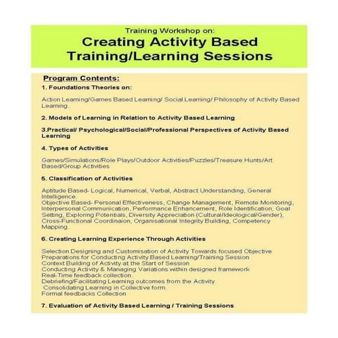 Creating activity based learning sessions | PDF