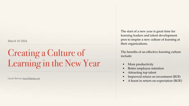 Creating a Culture of Learning in the New Year