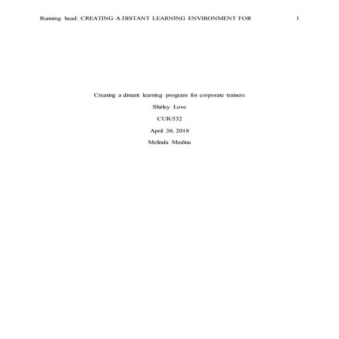 Creating a distant learning environment for corporate trainers