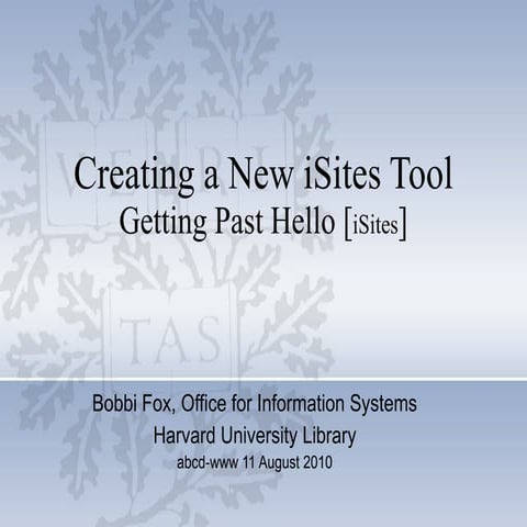 Creating a New iSites Tool
