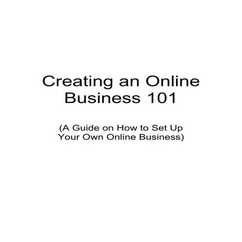 Creating an online business 101