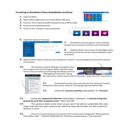 Creating a OneNote Class Notebook for Glow users