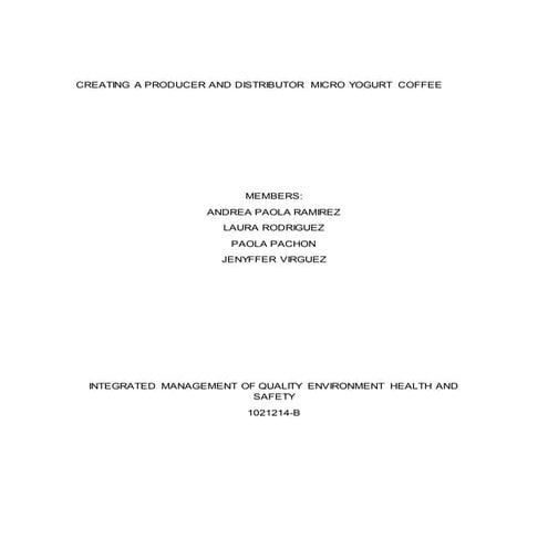 Creating a producer and distributor micro yogurt coffee