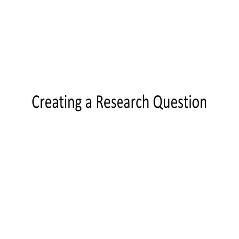 Creating A Research Topic