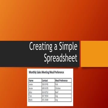 Creating a simple spreadsheet